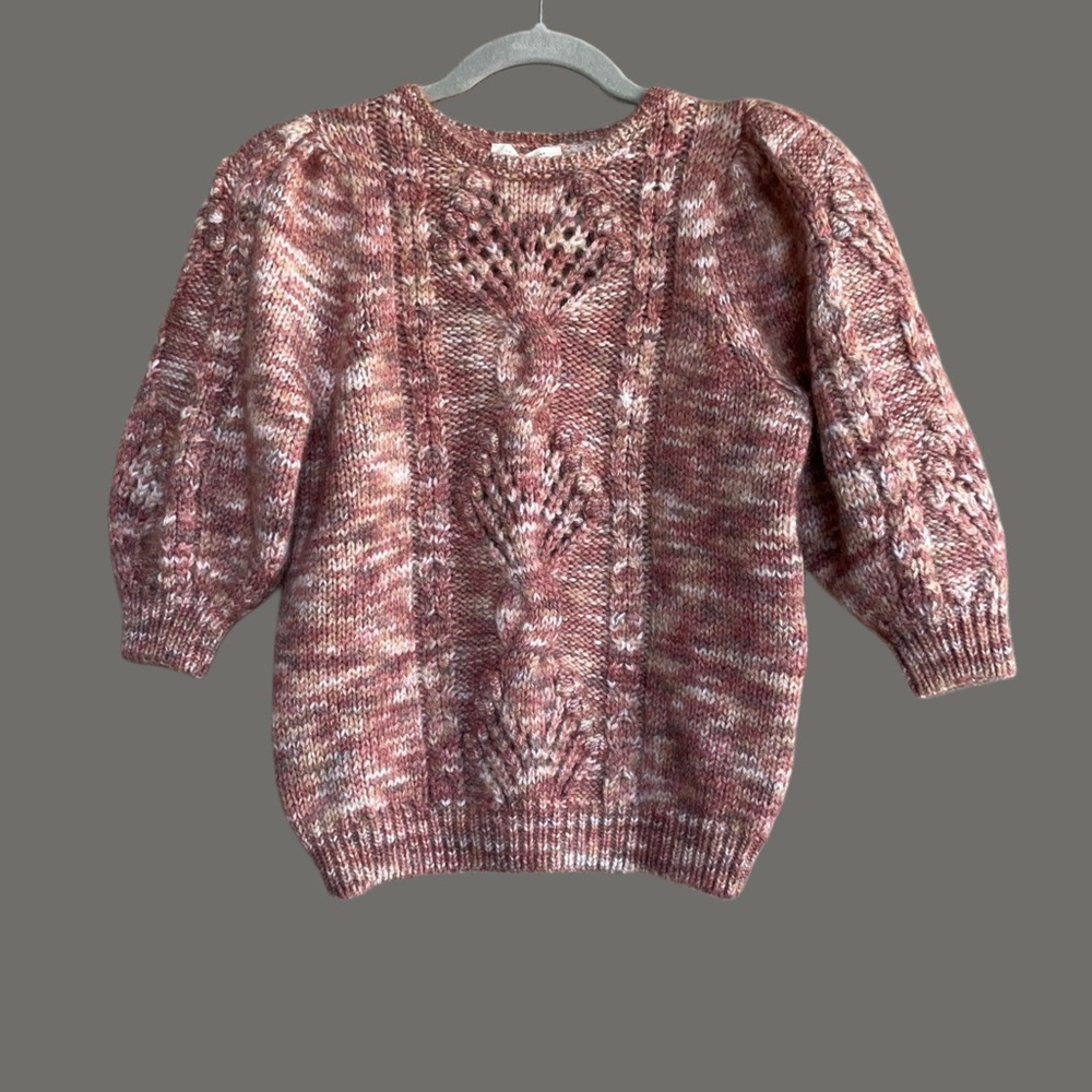 SEZANE NWT Red Mohair Wool Cable Knit Short
Puff Sleeve Sweater Giulia Jumper S - Picture 3 of 12